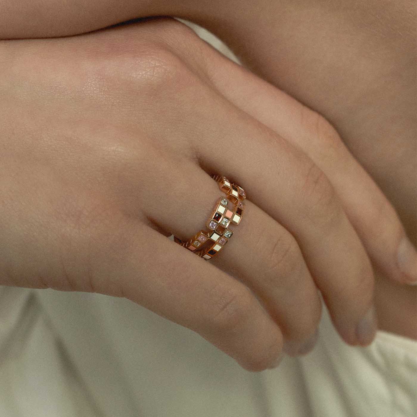 Chichi Ring in 18ct Rose Gold Vermeil and Stones